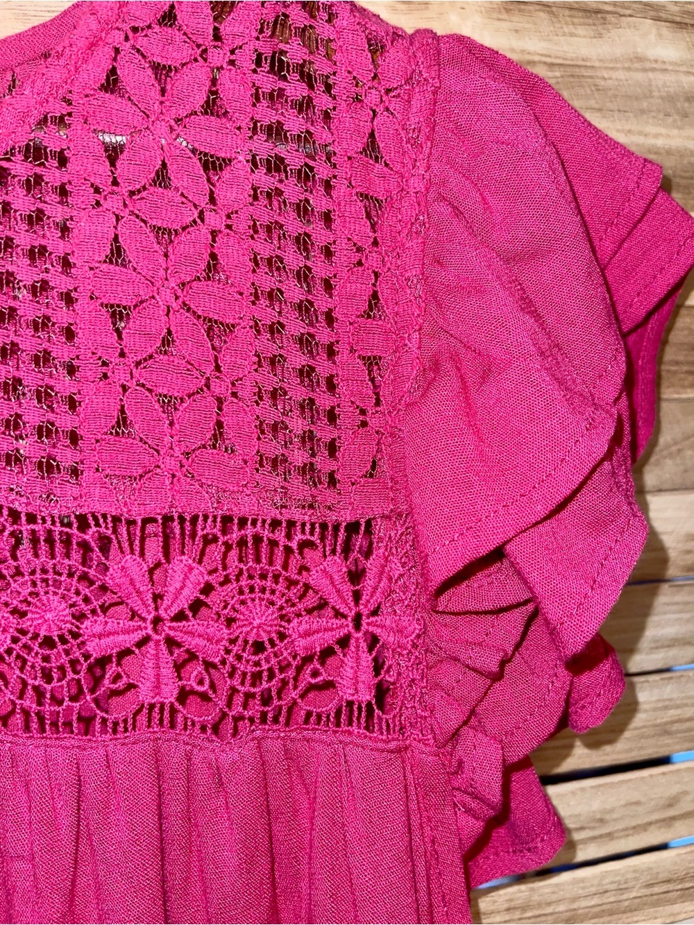 Torrid Babydoll Dress | Size 3 (3X) | Berry Pink Crochet Lace Boho Flowy Dress - Picture 3 of 10